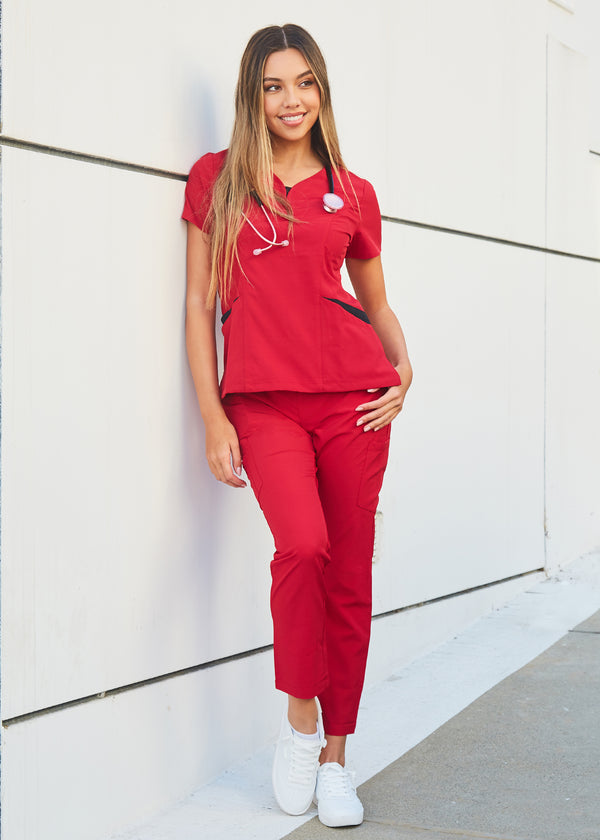 4-Way Stretch Split V-Neck Scrub Sets [FS2204]