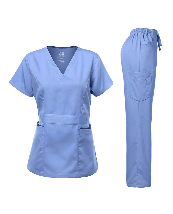 Natural Stretch Women's Contrast Pocket Scrub Sets [NS2151]